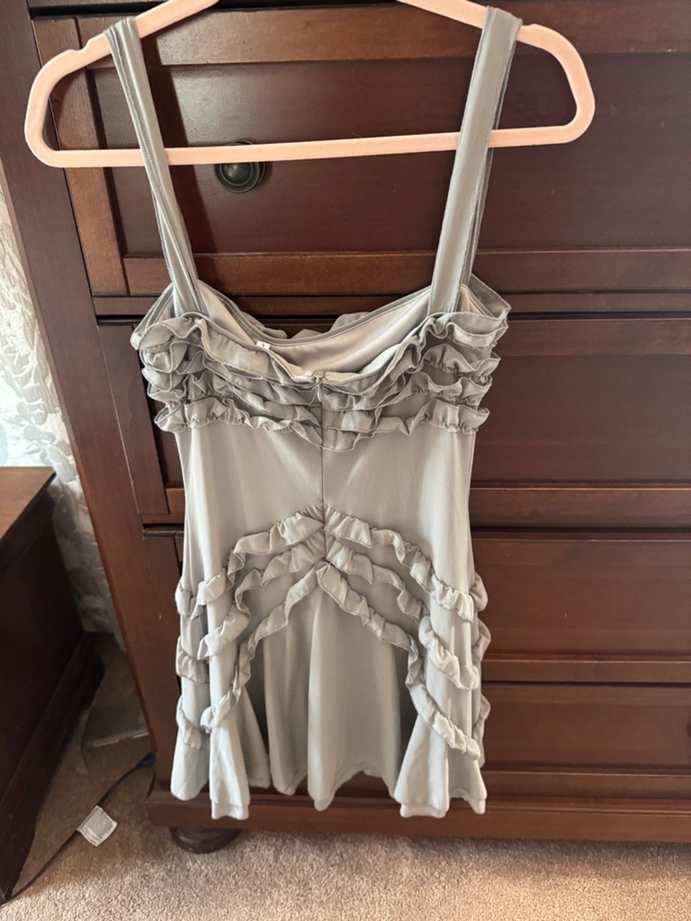 SHEIN Light Gray Ruffle Mini Dress - Picture 2 of 4